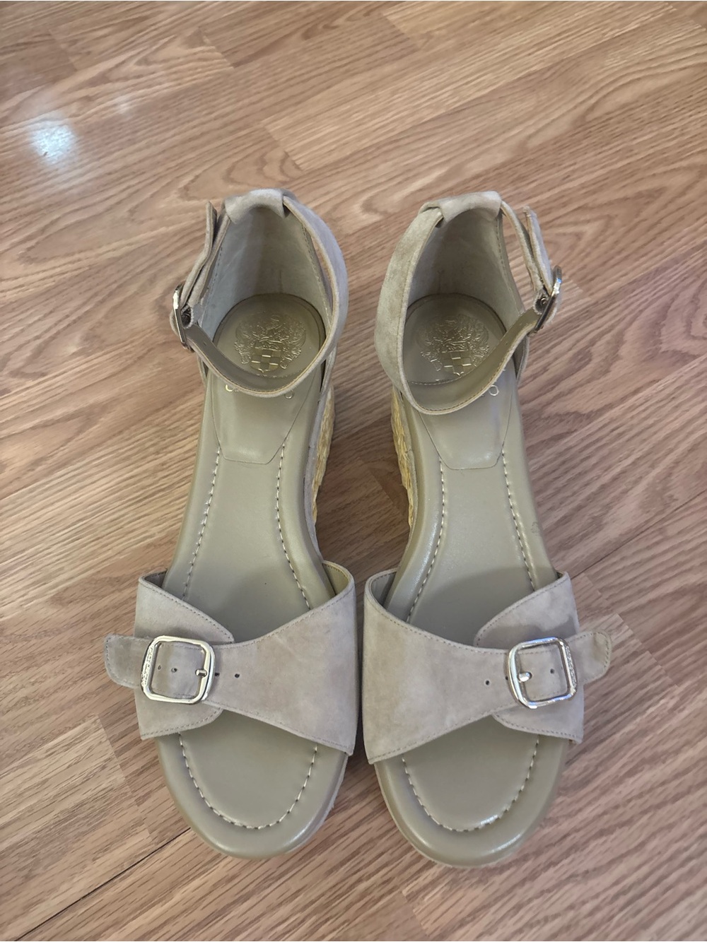 Vince Camuto Taupe Suede Espadrille Wedge Sandals Size 9M - Picture 2 of 10